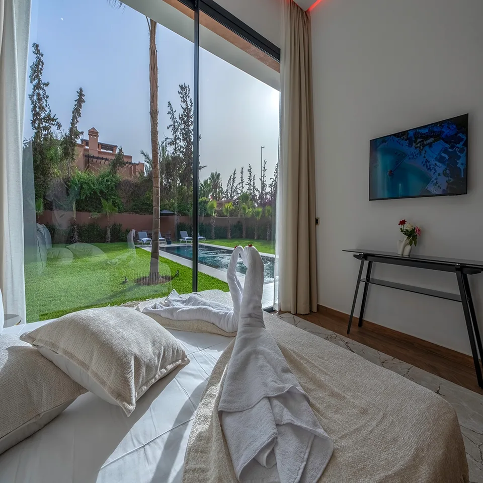 Vue sur le jardin depuis une suite